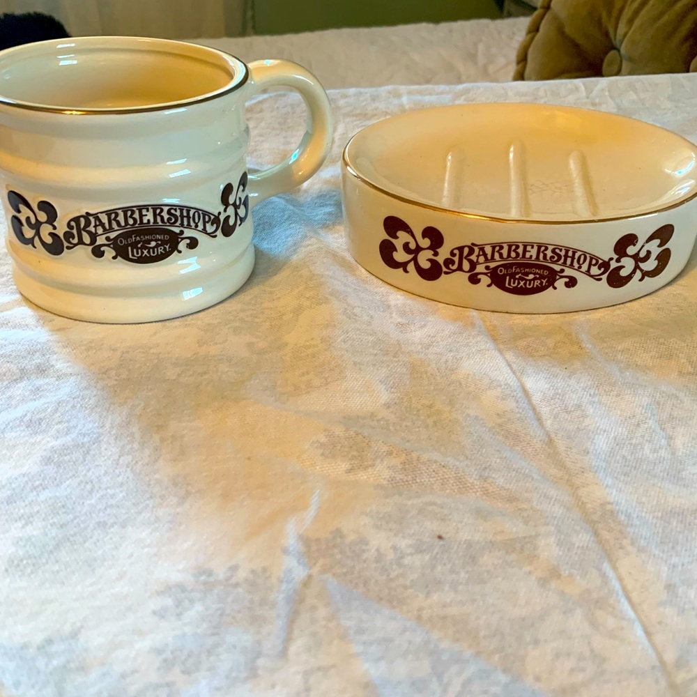 Vintage Barbershop Mug & Soap Dish
